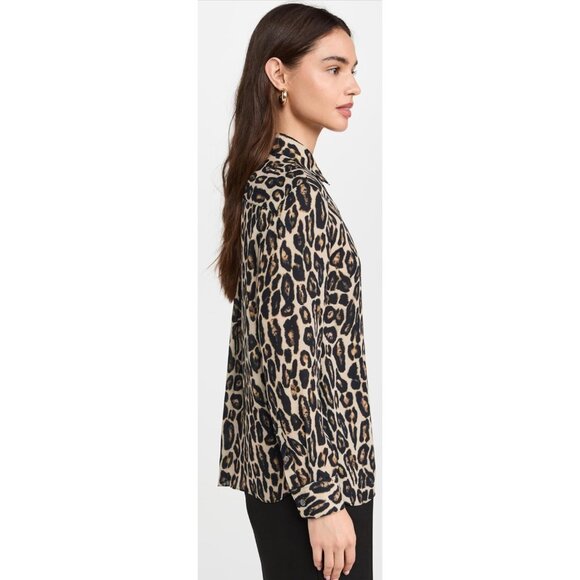 Theory Straight Shirt in Recycled Leopard Print Georgette XS Petite - Picture 6 of 16